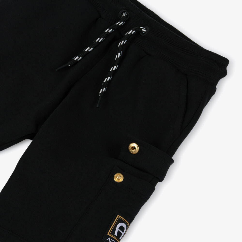 AIGNER-Baby Boys Black Cotton Jersey Cargo Shorts | Childrensalon