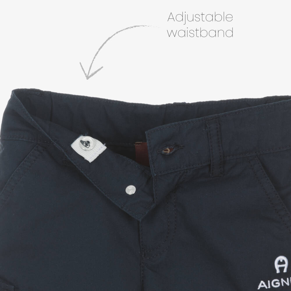 AIGNER-Baby Boys Blue Cotton Cargo Shorts | Childrensalon