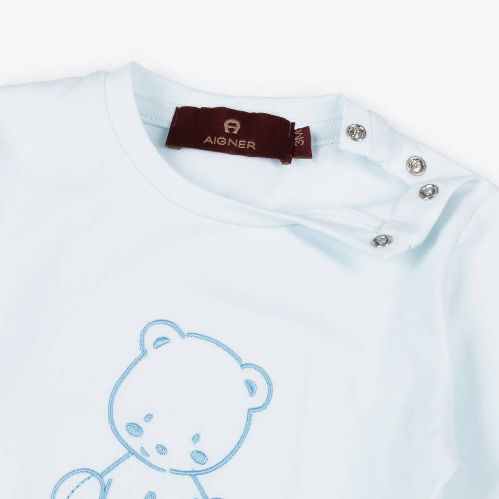 AIGNER-Baby Boys Blue Pima Cotton Jersey Trouser Set | Childrensalon