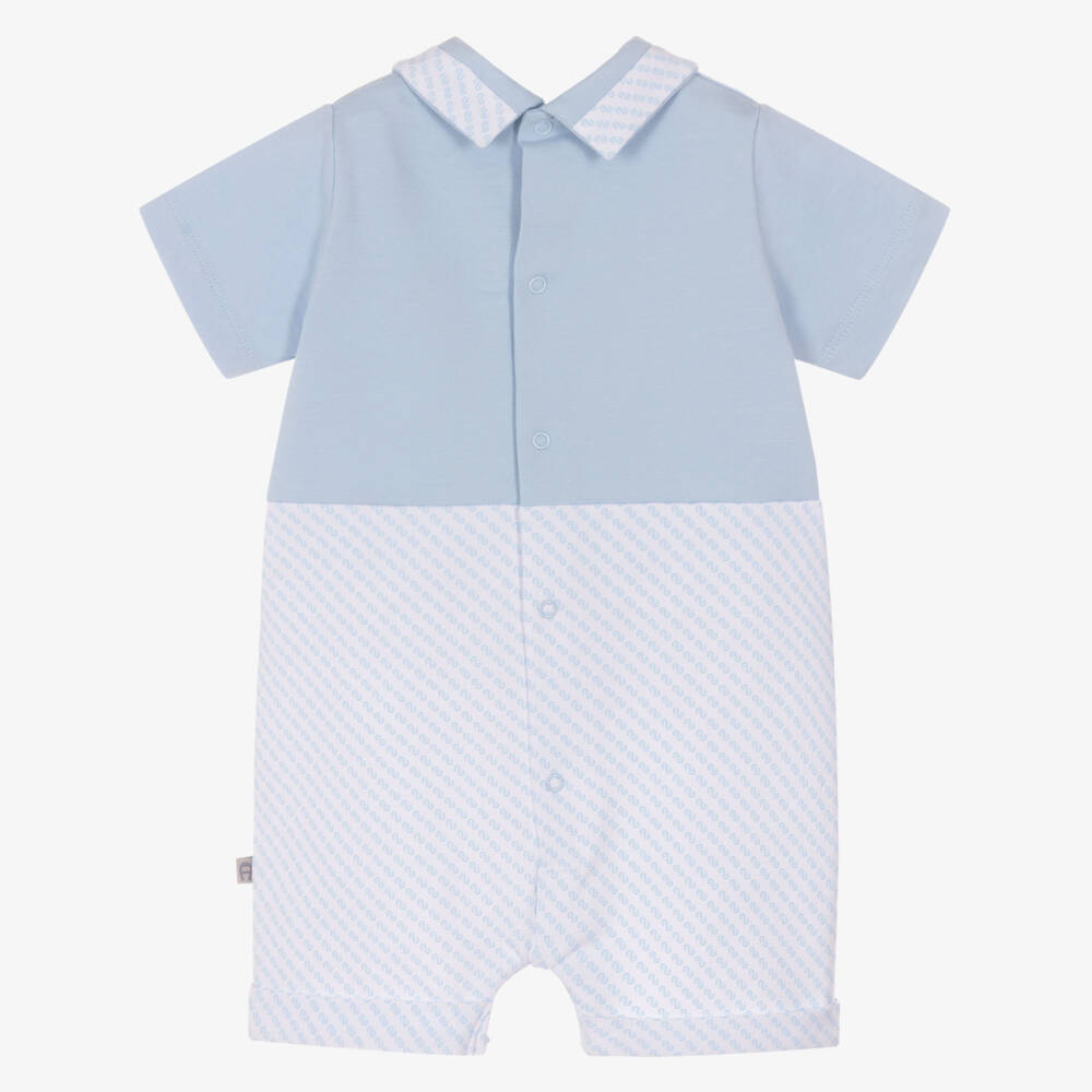 AIGNER-Baby Boys Blue Pima Cotton Shortie with Logo Pattern | Childrensalon