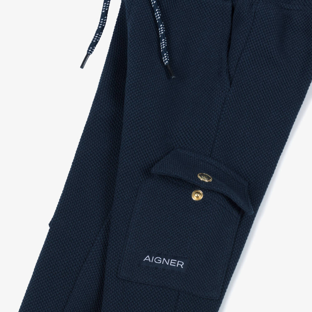 AIGNER-بنطلون رياضي قطن بيكيه لون كحلي للأولاد الرضع | Childrensalon