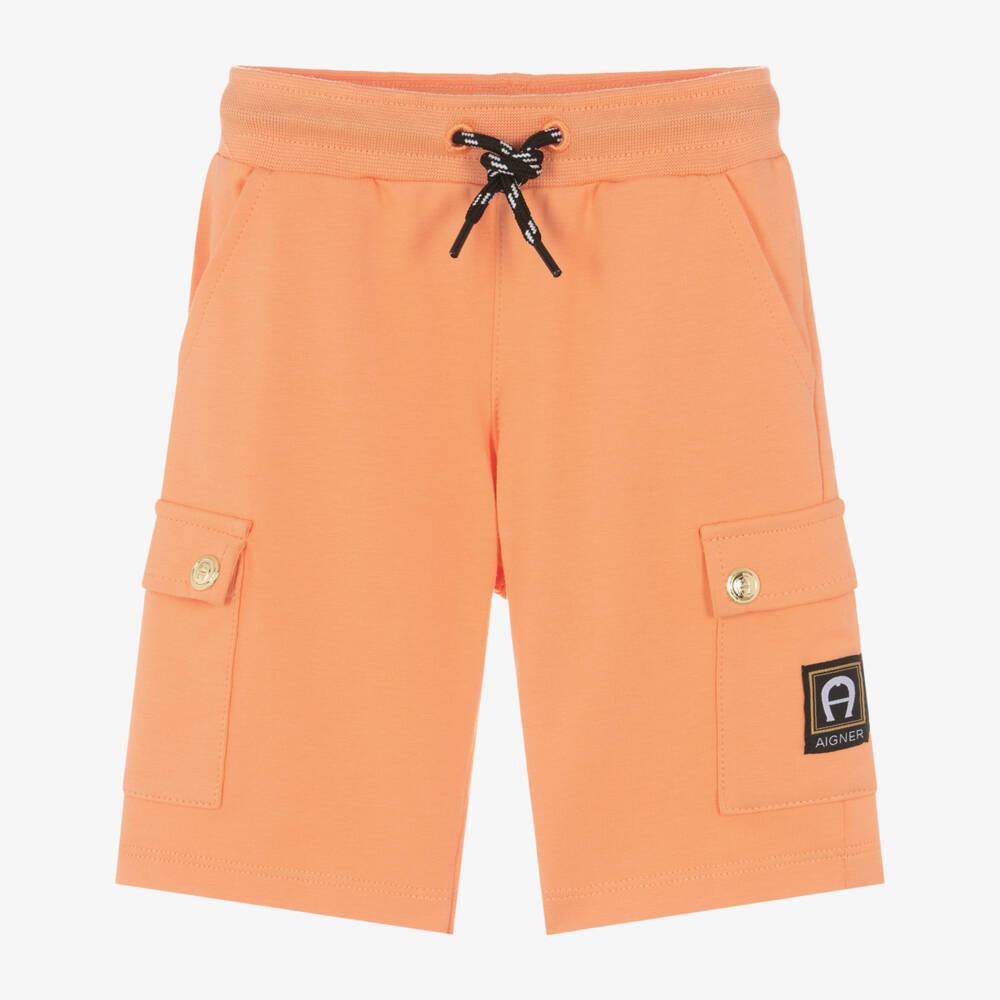 AIGNER-Baby Boys Orange Cotton Jersey Cargo Shorts | Childrensalon