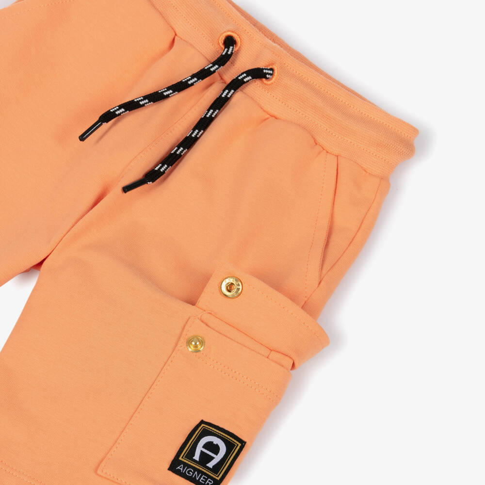 AIGNER-Baby Boys Orange Cotton Jersey Cargo Shorts | Childrensalon