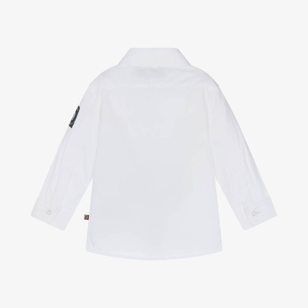 AIGNER-Baby Boys White & Blue Cotton Shirt | Childrensalon
