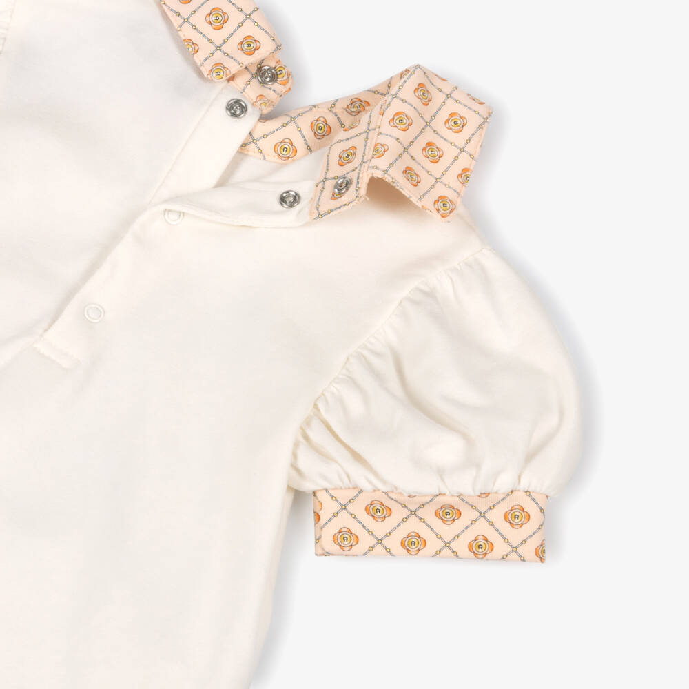 AIGNER-Baby Girls Ivory Cotton Jersey Dress with Bag Print | Childrensalon