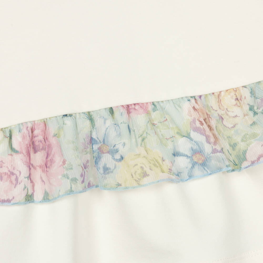 AIGNER-Baby Girls Ivory Cotton Jersey Dress with Floral Trims | Childrensalon