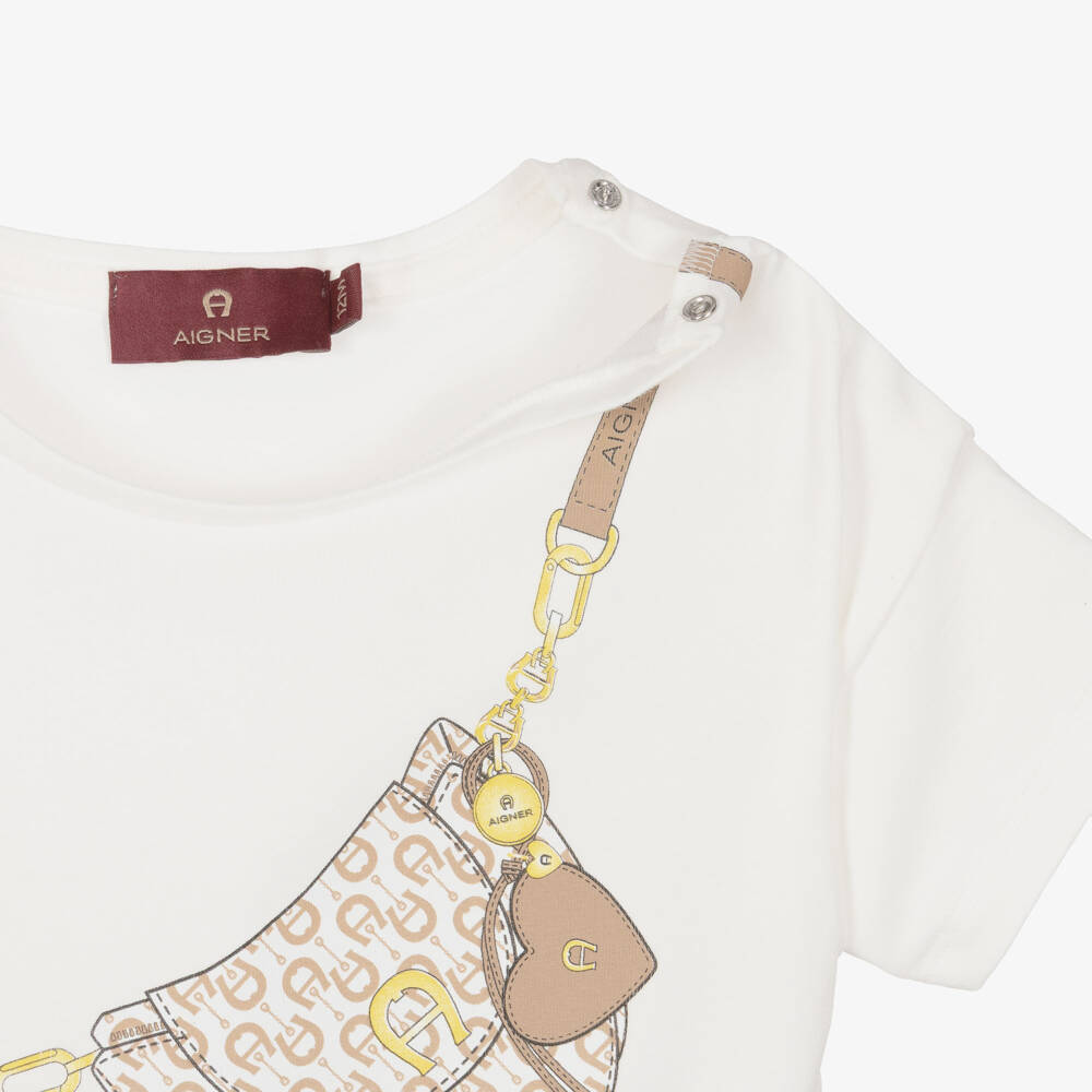 AIGNER-Baby Girls Ivory Crossbody Bag Print T-Shirt | Childrensalon