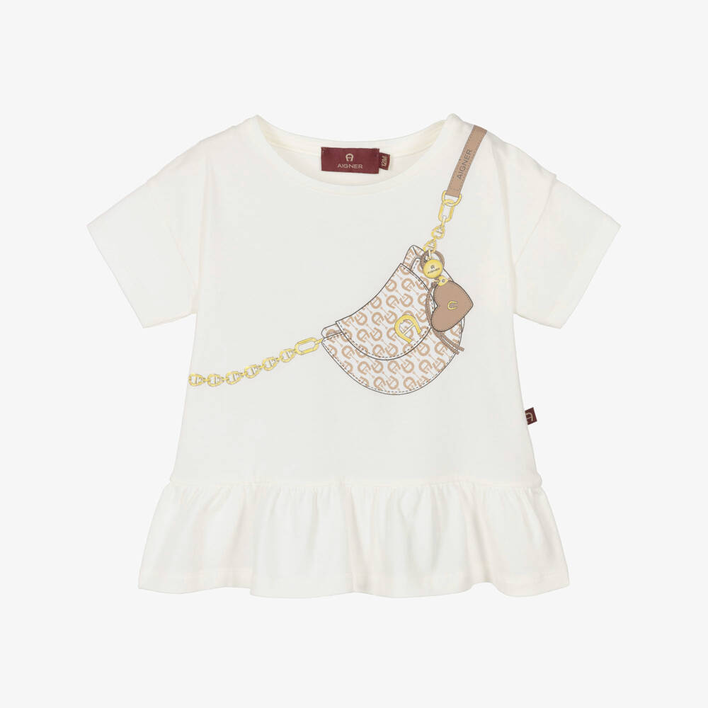 AIGNER-Baby Girls Ivory Crossbody Bag Print T-Shirt | Childrensalon