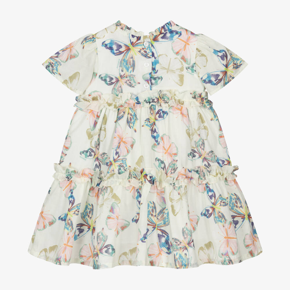 AIGNER-Baby Girls Ivory Dress with Colourful Butterfly Print | Childrensalon