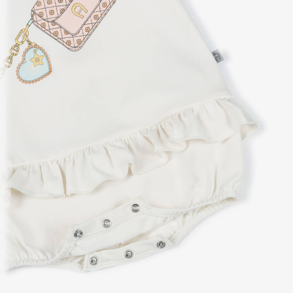 AIGNER-Baby Girls Ivory Pima Cotton Shortie with Bag Print | Childrensalon