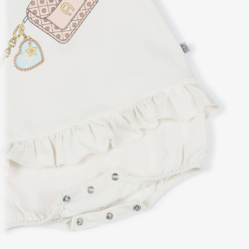 AIGNER-بودي سوت بطبعة حقيبة قطن بيما لون عاجي للبنات الرضع | Childrensalon