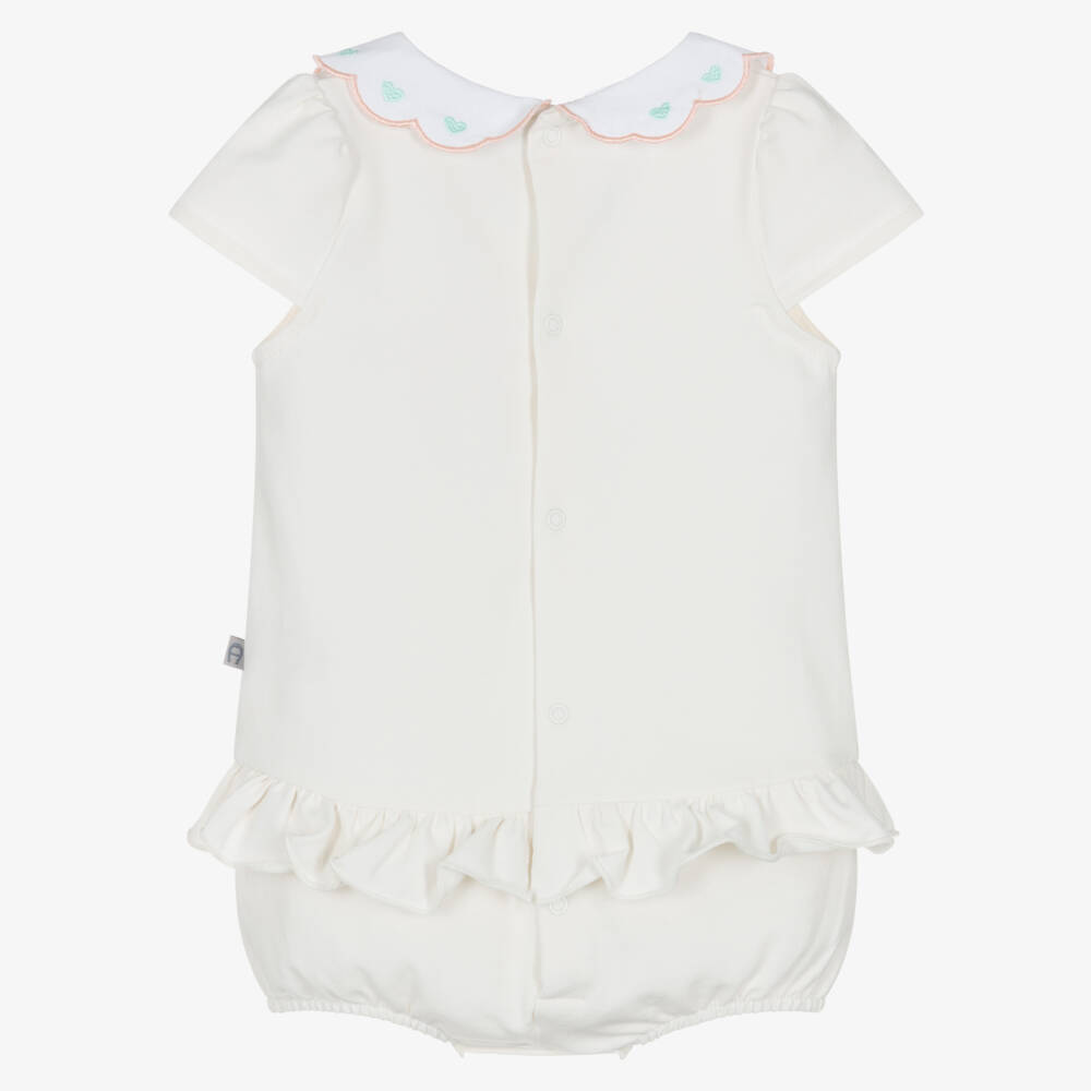 AIGNER-Baby Girls Ivory Pima Cotton Shortie with Bag Print | Childrensalon