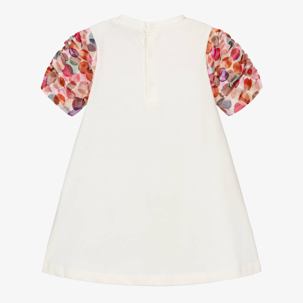 AIGNER-Baby Girls Ivory & Pink Cotton Crossbody Bag Dress | Childrensalon