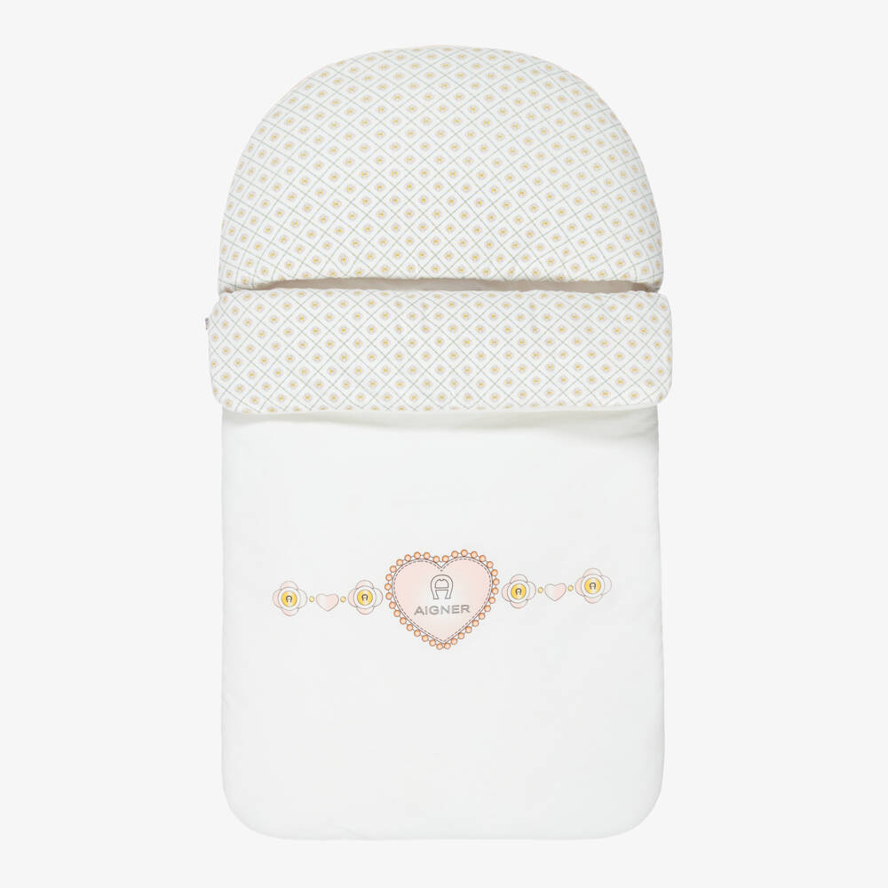 AIGNER-Baby Girls Ivory & Pink Nest with Heart Logo (70cm) | Childrensalon