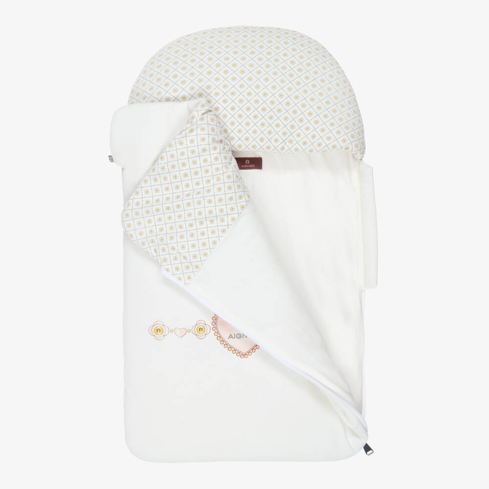 AIGNER-Baby Girls Ivory & Pink Nest with Heart Logo (70cm) | Childrensalon
