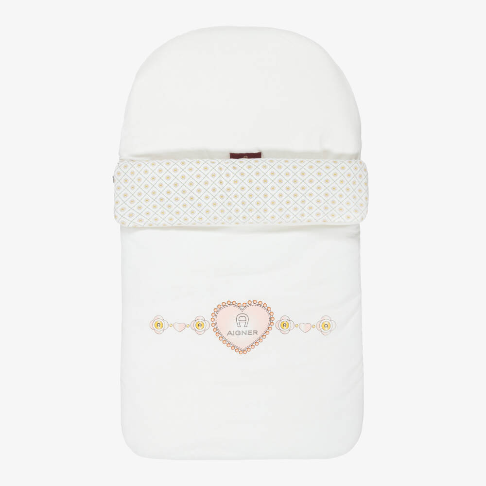 AIGNER-Baby Girls Ivory & Pink Nest with Heart Logo (71cm) | Childrensalon