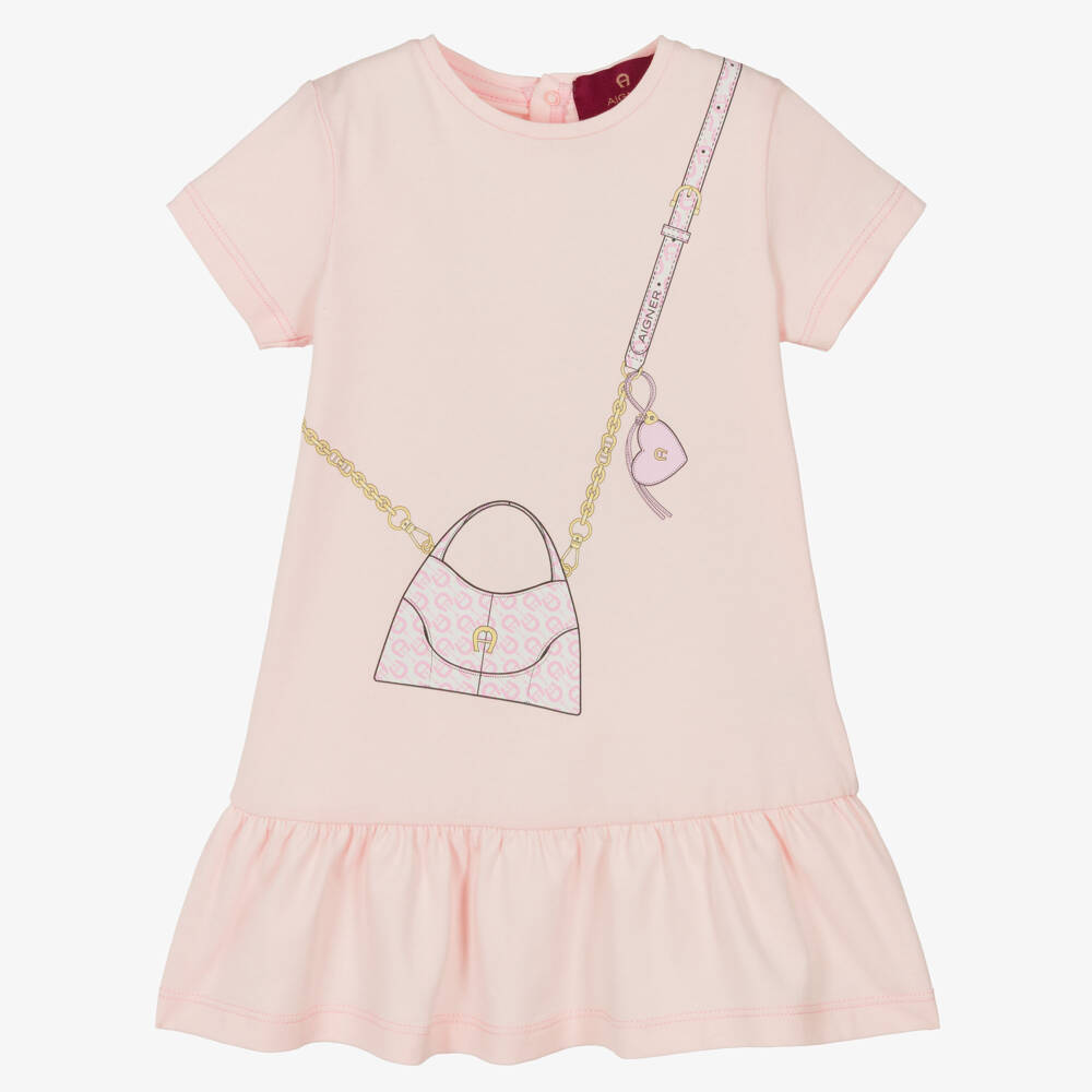 AIGNER-Baby Girls Pale Pink Crossbody Bag Print Dress | Childrensalon