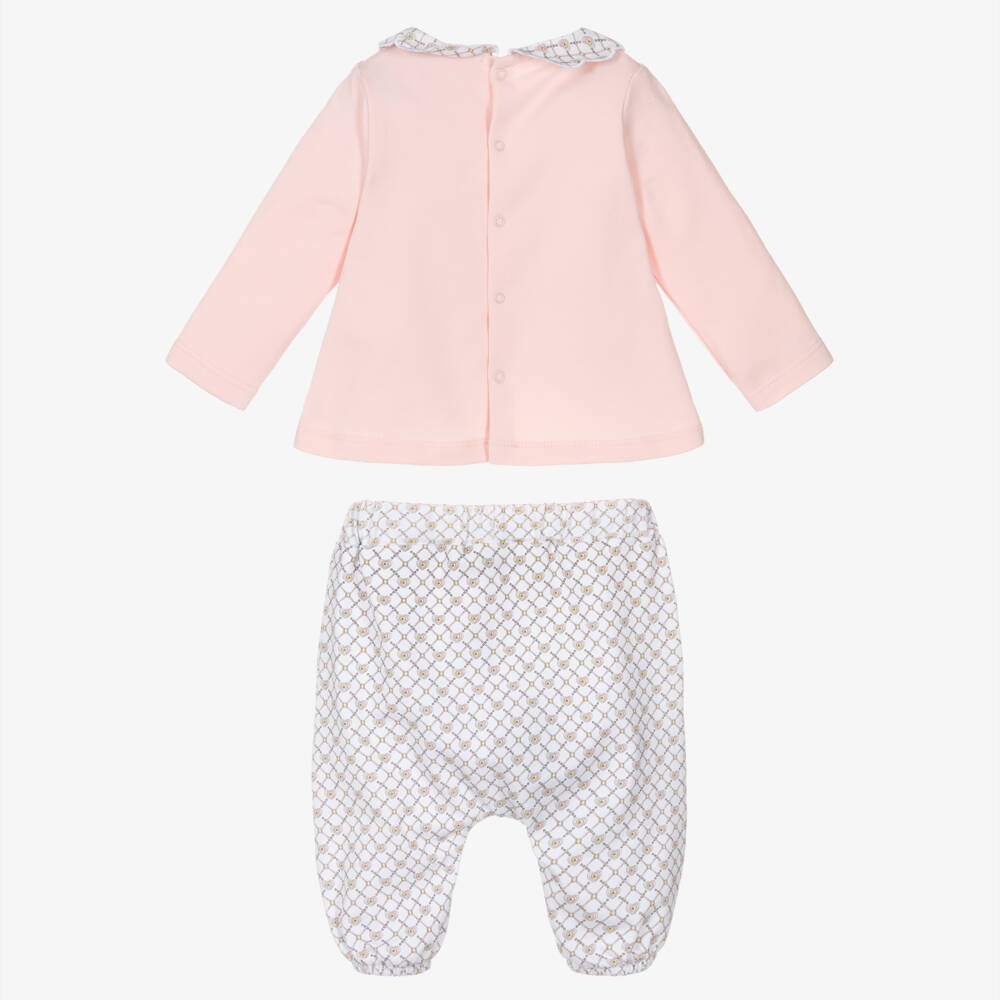 AIGNER-Baby Girls Pale Pink Pima Cotton Trouser Set | Childrensalon