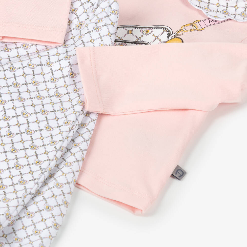 AIGNER-Baby Girls Pale Pink Pima Cotton Trouser Set | Childrensalon