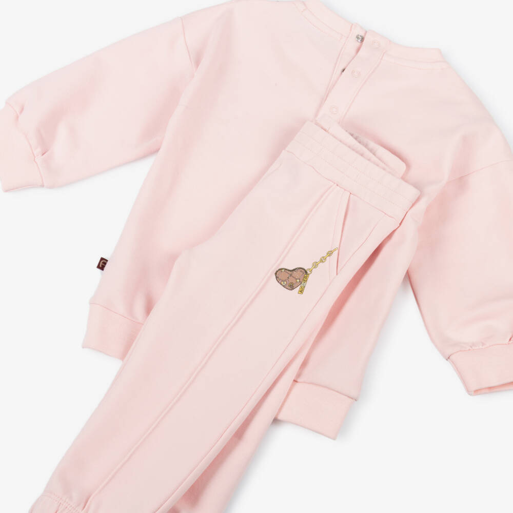 AIGNER-Baby Girls Pink Cotton Crossbody Bag Tracksuit | Childrensalon