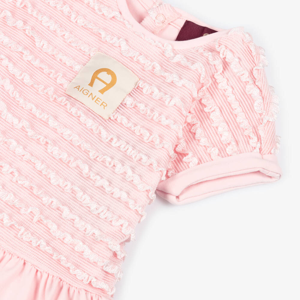 AIGNER-Baby Girls Pink Cotton Frilly Dress | Childrensalon