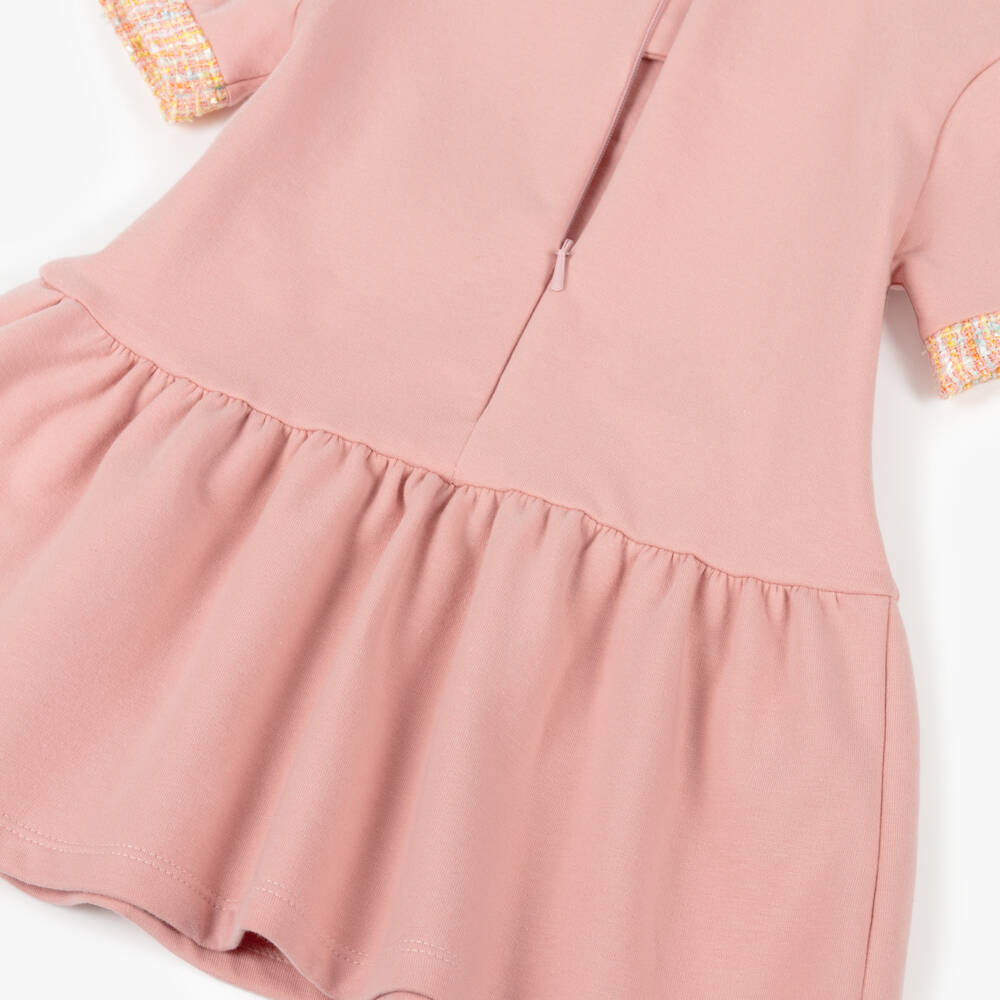 AIGNER-Baby Girls Pink Cotton Tweed Bow Dress | Childrensalon