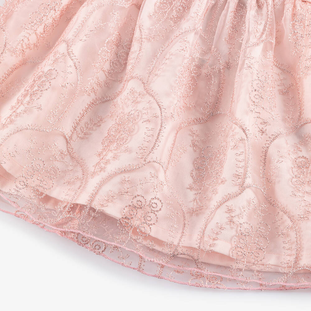 AIGNER-Baby Girls Pink Floral Embroidered Tulle Dress | Childrensalon