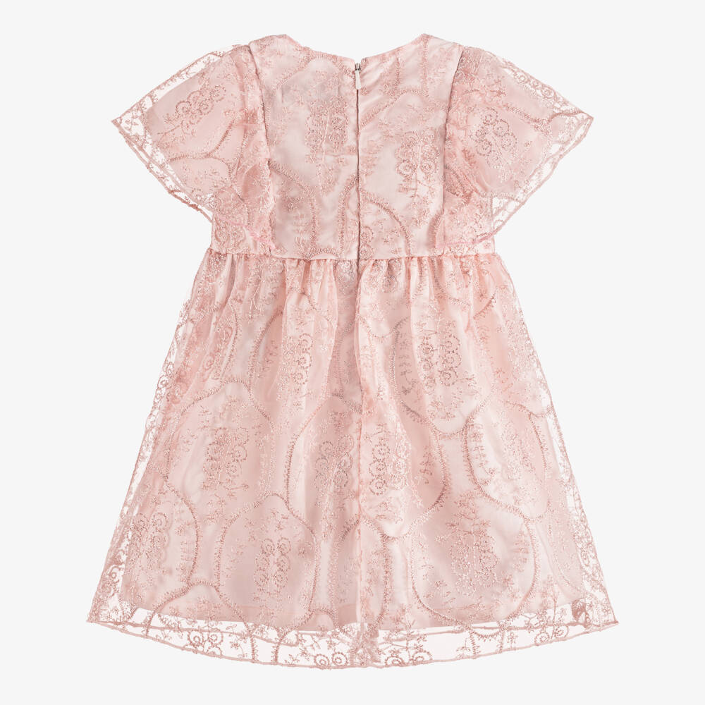 AIGNER-Baby Girls Pink Floral Embroidered Tulle Dress | Childrensalon