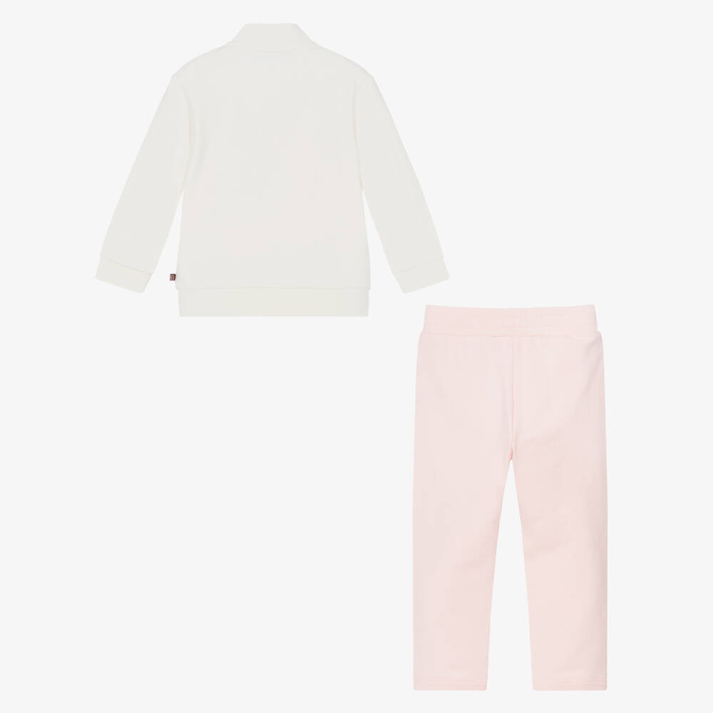 AIGNER-Baby Girls Pink & Ivory Cotton Tracksuit | Childrensalon