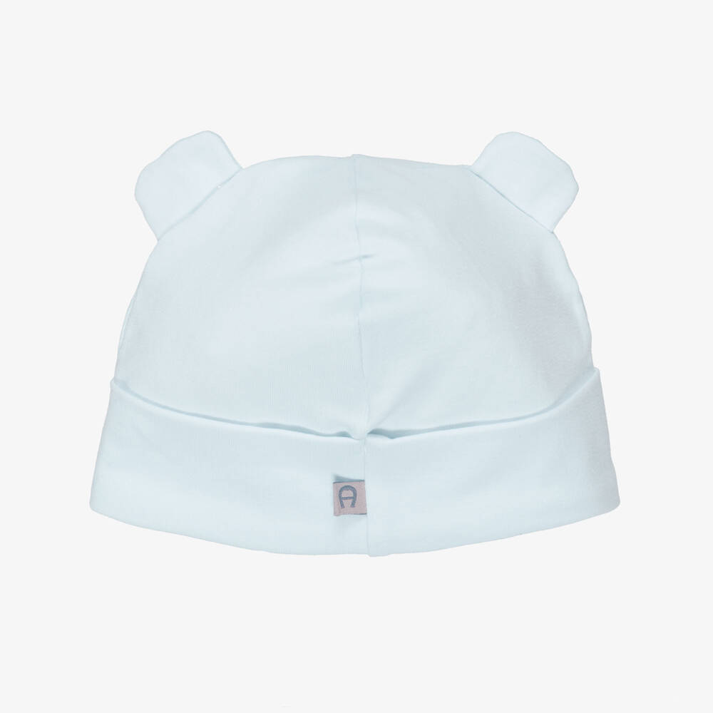 AIGNER-Blue Cotton Hat with Ears & Logo Embroidery | Childrensalon