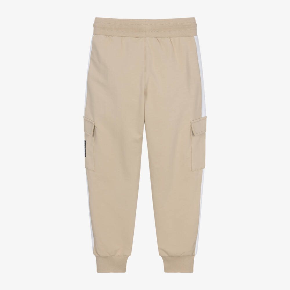 AIGNER-Boys Beige Cotton Cargo Joggers | Childrensalon
