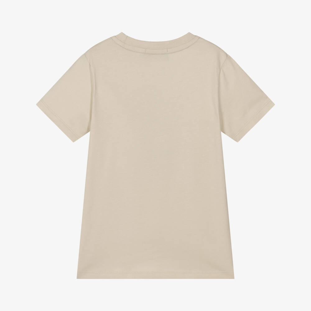 AIGNER-Boys Beige Cotton Horseshoe Logo T-Shirt | Childrensalon