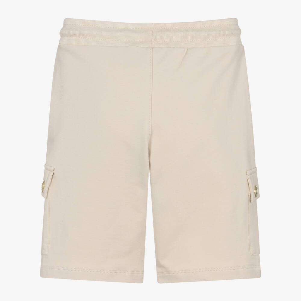 AIGNER- Boys Beige Cotton Jersey Cargo Shorts | Childrensalon