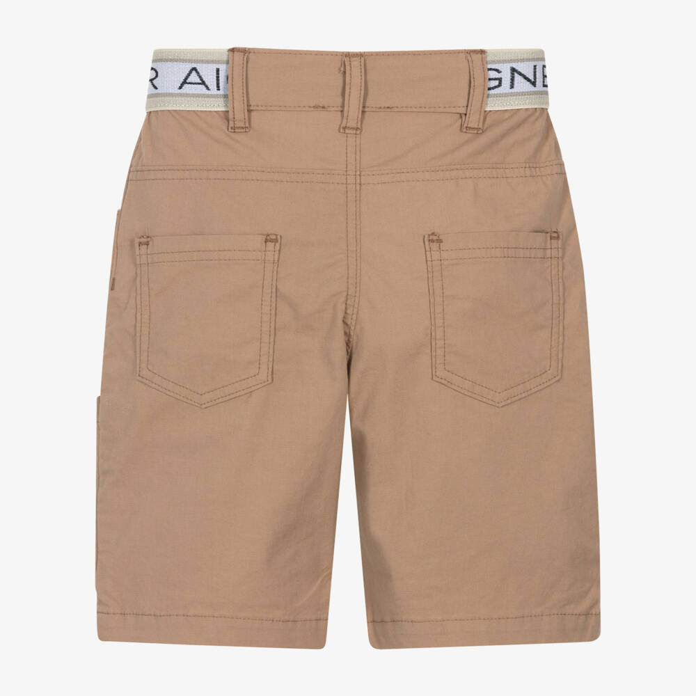 AIGNER-Boys Beige Cotton Poplin Logo Tape Shorts | Childrensalon