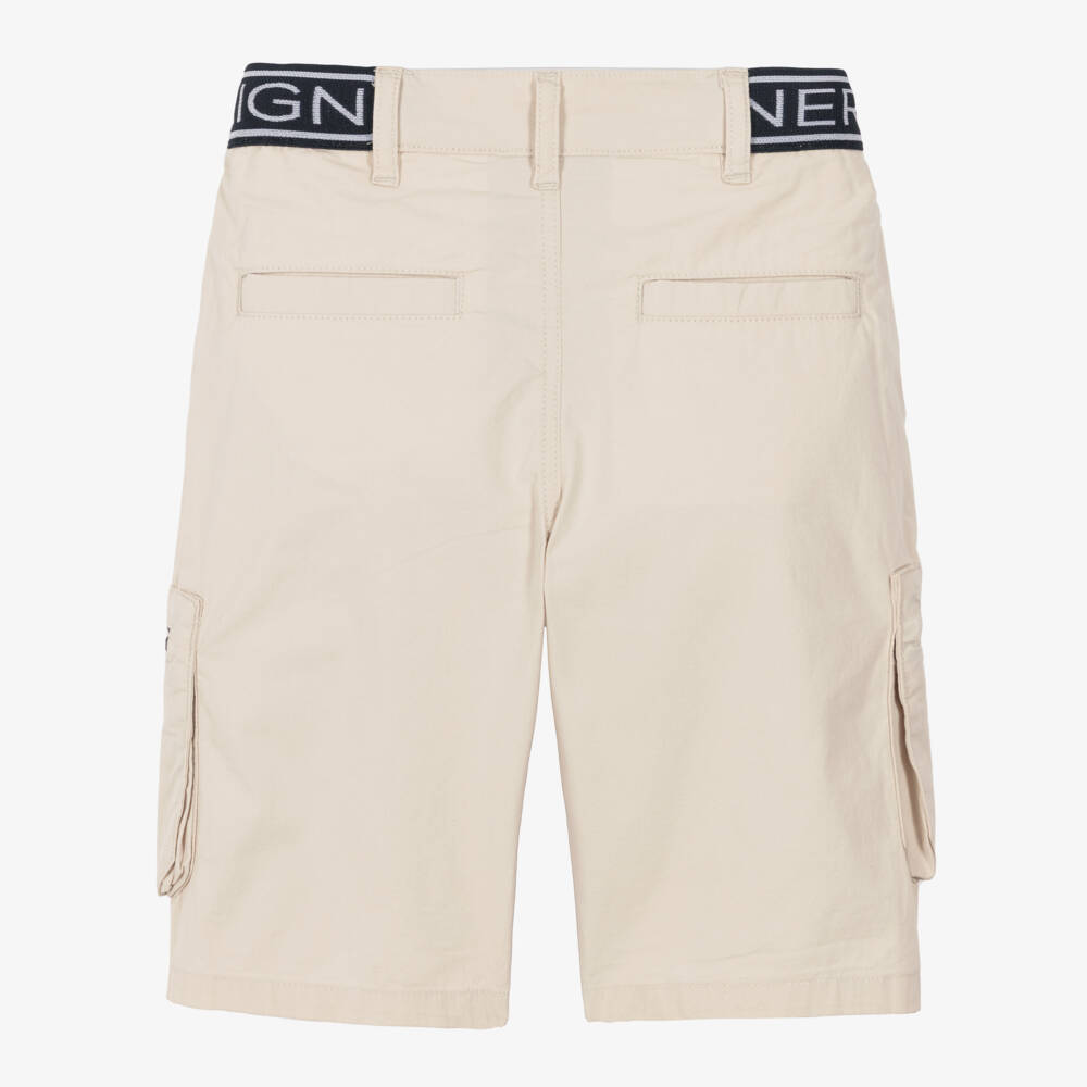 AIGNER-Boys Beige Cotton Shorts with Zipped Cargo Pockets | Childrensalon