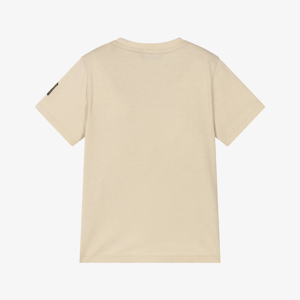 AIGNER-Boys Beige Cotton T-Shirt with Belt Bag Design | Childrensalon