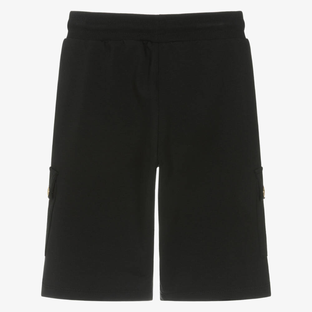 AIGNER-Шорты черные из хлопкового трикотажа с карманами карго для мальчиков | Childrensalon