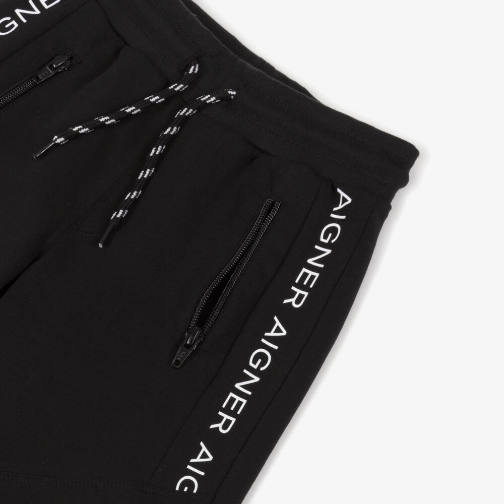 AIGNER-شورت بجيوب قطن جيرسي لون أسود للأولاد  | Childrensalon