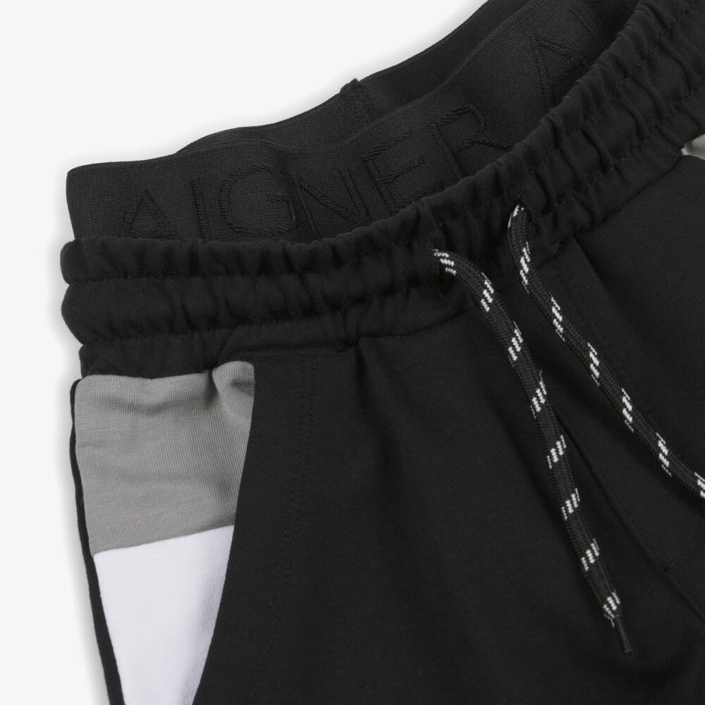 AIGNER- Boys Black Cotton Shorts | Childrensalon