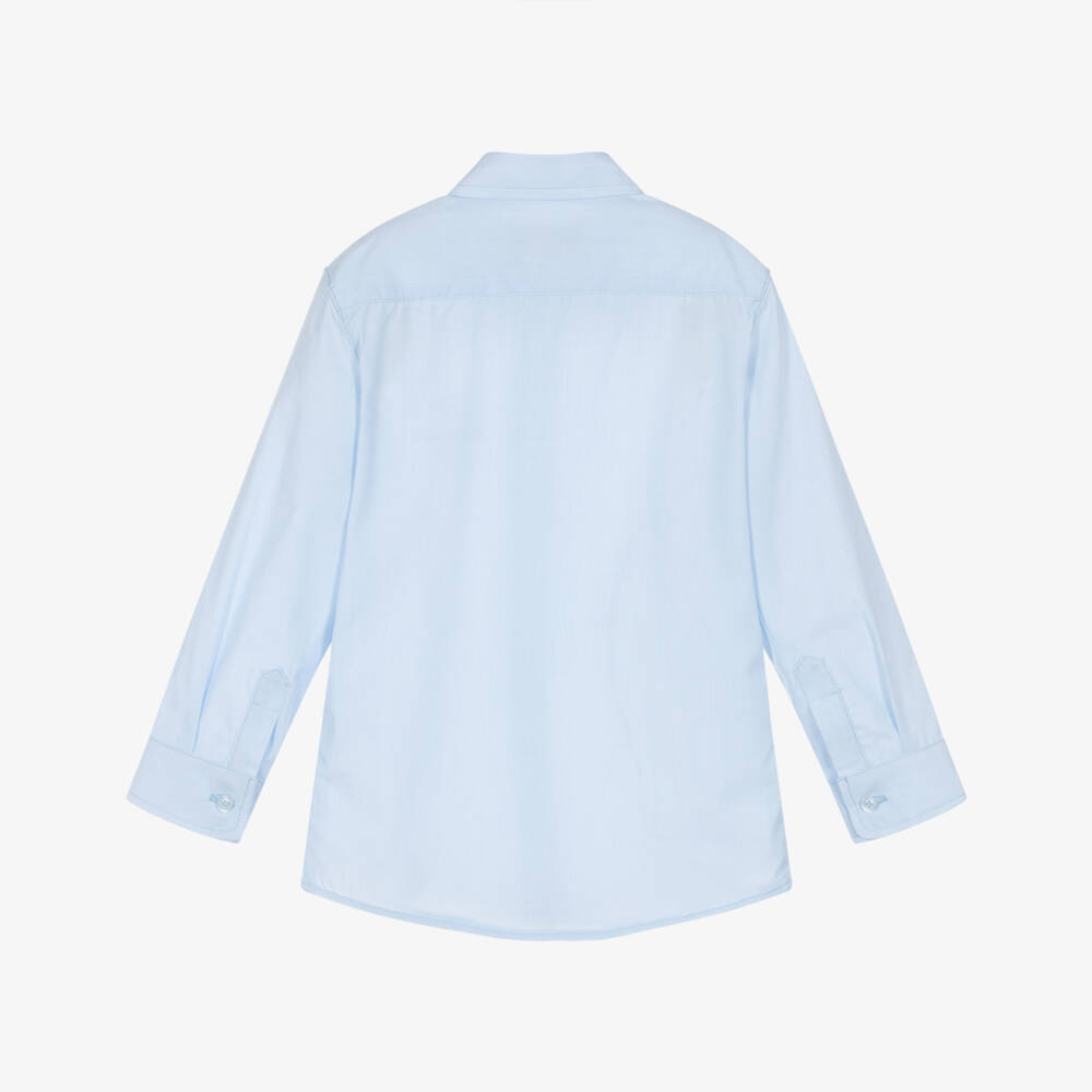 AIGNER-Boys Blue Cotton Poplin Long Sleeve Shirt | Childrensalon