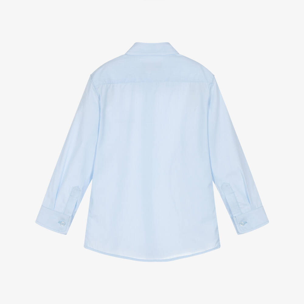 AIGNER-Boys Blue Cotton Poplin Long Sleeve Shirt | Childrensalon