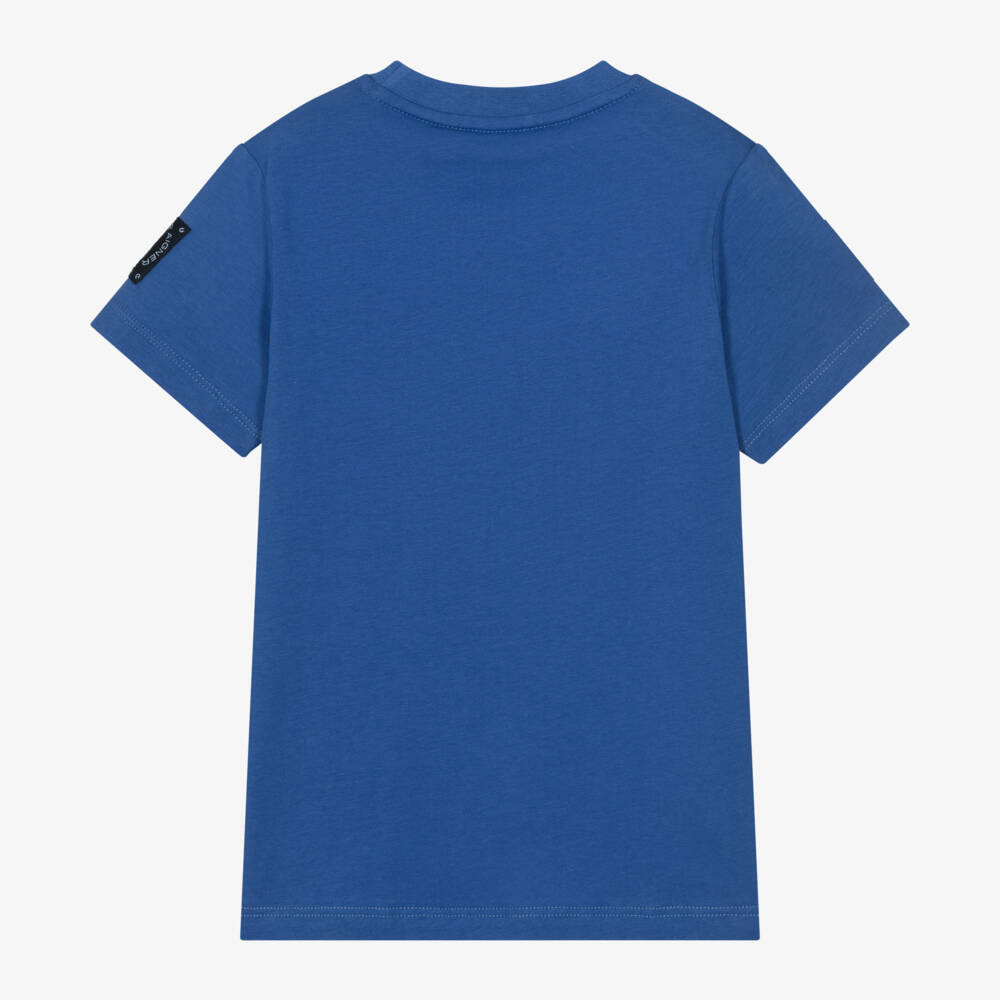 AIGNER-Boys Blue Cotton T-Shirt With Logo Design | Childrensalon