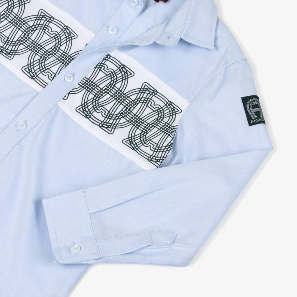 AIGNER-قميص أولاد قطن أوكسفورد لون أزرق | Childrensalon