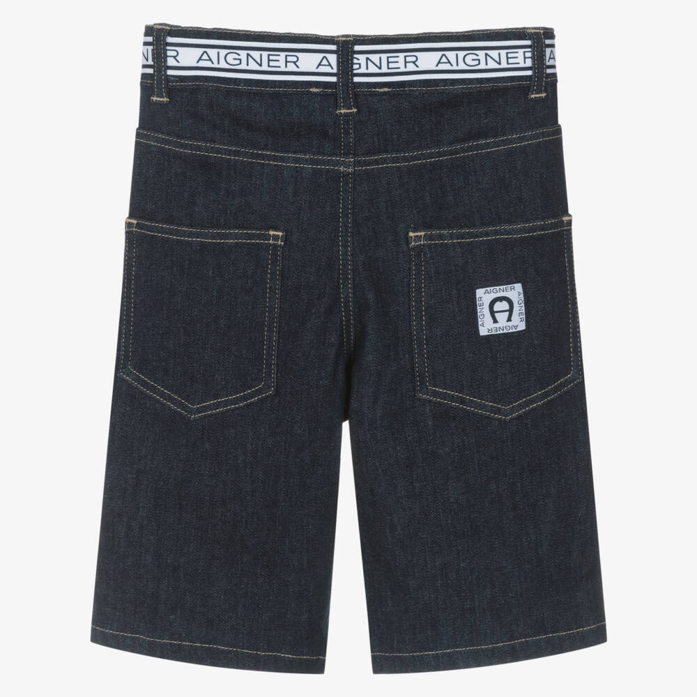 AIGNER-Boys Dark Blue Cargo-Pocket Denim Shorts | Childrensalon