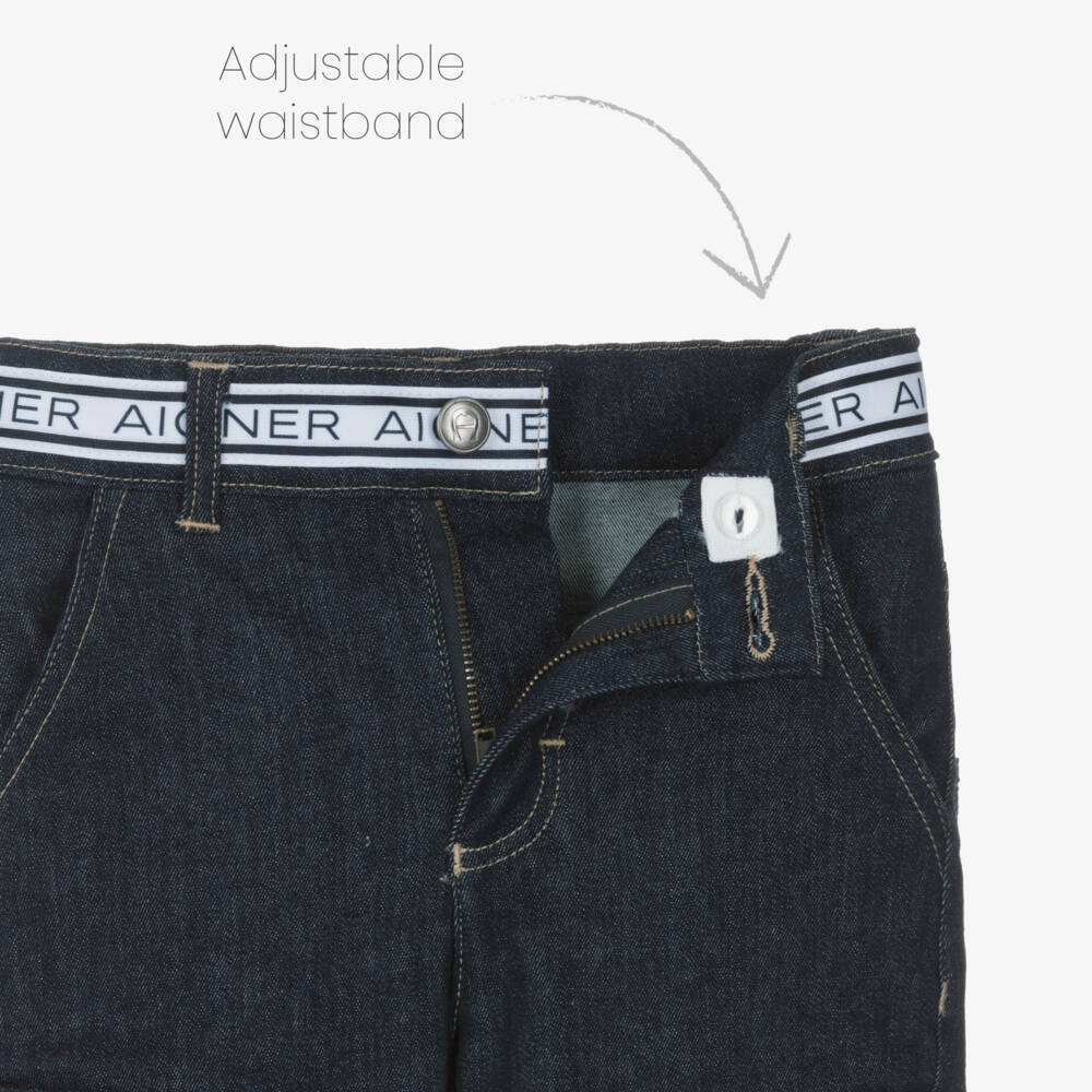 AIGNER-Boys Dark Blue Cargo-Pocket Denim Shorts | Childrensalon