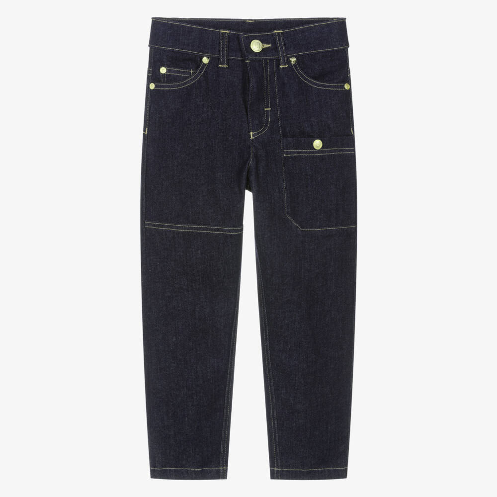 AIGNER-Boys Dark Blue Denim Jeans with Embossed Rivets | Childrensalon