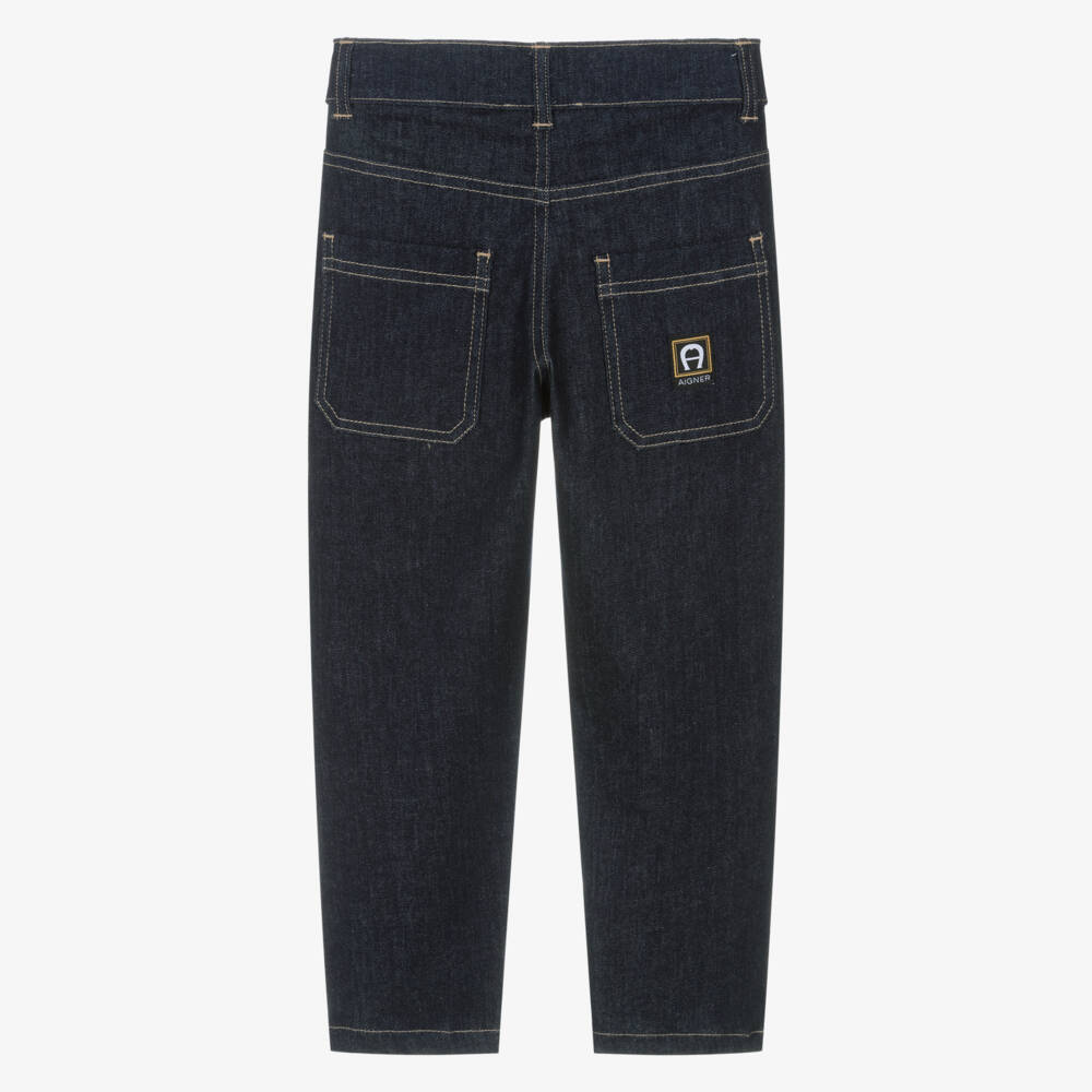 AIGNER-Boys Dark Blue Denim Jeans with Embossed Rivets | Childrensalon