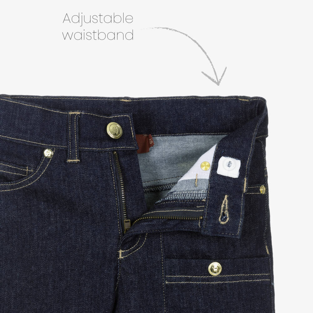 AIGNER-Boys Dark Blue Denim Jeans with Embossed Rivets | Childrensalon