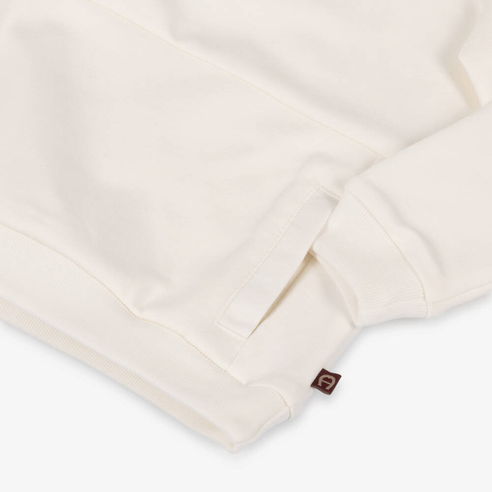 AIGNER-Boys Ivory Cotton Sweatshirt with Pouch Pocket | Childrensalon