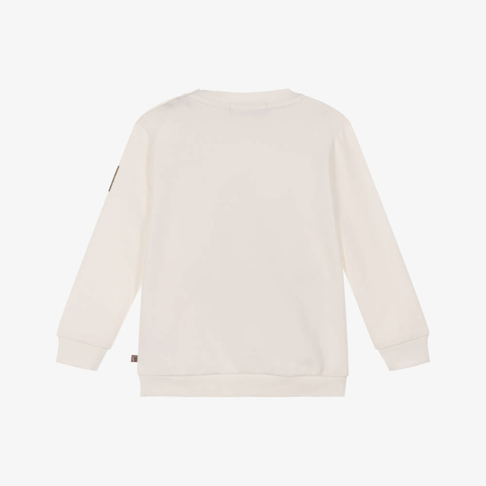 AIGNER-Boys Ivory Cotton Sweatshirt with Pouch Pocket | Childrensalon